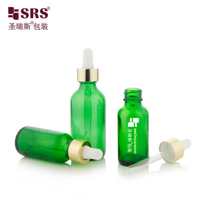 खरीदें Luxury Collar 1oz 2oz Green Glass Dropper Bottle for Essential Oil ऑनलाइन निर्माण