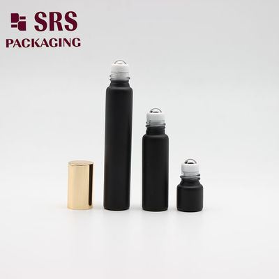 ग्लास की बोतल पर खाली मैट ब्लैक रोल रंगीन 8ml के लिए इत्र सुगंध नमूना