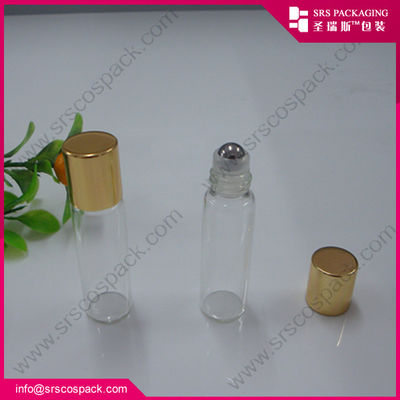 आवश्यक तेल धातु रोलर बॉल सुगंध के लिए 1/6 औंस 5ml मिनी रोल-ऑन ग्लास बोतल