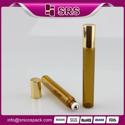 एसआरएस पैकेजिंग 10ml ग्लास रोल ऑन बोतल आवश्यक तेल के लिए खाली कॉस्मेटिक कंटेनर