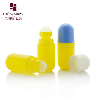 डीओडोरेंट तरल के लिए RPPA-50ml कस्टमाइज्ड येलो रोल ऑन बोतल 50ml ब्लू कैप के साथ