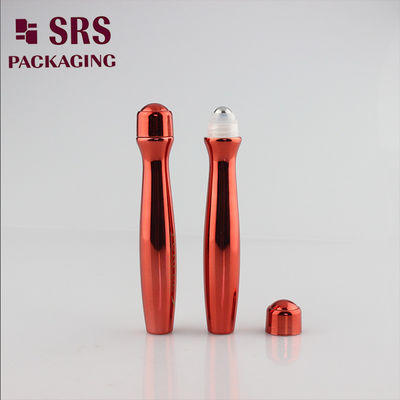 SRS8447-15ML फैंसी चमकदार लाल खाली प्लास्टिक की बोतल पर रोल मुद्रण के साथ