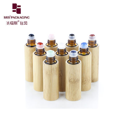 BG-5ML मालिश बांस कांच रत्न रोलर बोतल के लिए Aromatherapy तेल