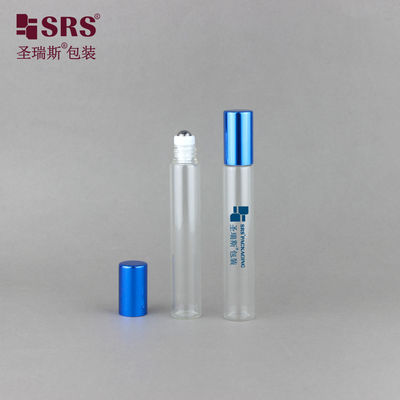 BLP ((S-A) -10ML स्पष्ट स्टील रोलर बॉल ग्लास बोतल एल्यूमीनियम धातु टोपी के साथ पतली दीवार