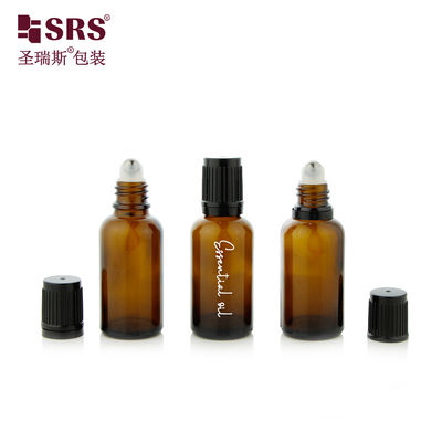BLPF-30ML खाली एम्बर ग्लास रोलर बोतलें बाल प्रतिरोधी टोपी के साथ यूवी सबूत