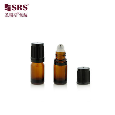BLPF-5ml गोल कंधे नीला हरा एम्बर ग्लास शीशी तेल के लिए ग्लास बॉल के साथ छेड़छाड़ के सबूत ढक्कन के साथ