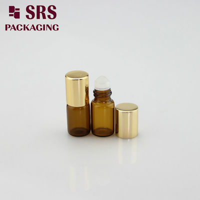 SRS खाली 2ml एम्बर मिनी ग्लास परफ्यूम रोल एल्यूमीनियम टोपी के साथ बोतल पर