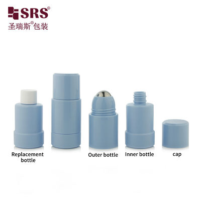 कस्टम गोल घुमावदार ऊपर ब्लू डिओडोरेंट रोल पर बोतल 50ml 75ml