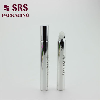SRS चांदी के एल्यूमीनियम ढक्कन के साथ खाली 15ml चांदी का ग्लास रोलर बॉल बोतल