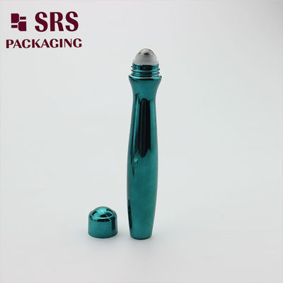 SRS पैकेजिंग खाली प्लास्टिक आँख क्रीम हरे रंग की 15ml रोलर बॉल बोतल