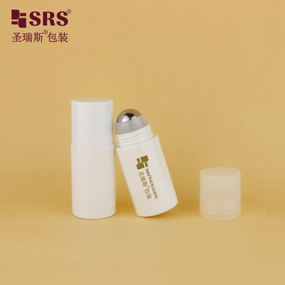 PET30-50ML स्क्रू कैप और बड़े स्टील रोलर बॉल के साथ बोतल पर सफेद पीईटी रोल