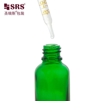 D002-50ml द्रव ग्रीन ग्लास ड्रॉपर बोतल आवश्यक तेल के लिए रिसाव सबूत