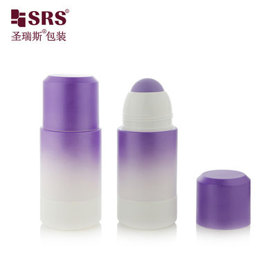 RPPE ((P) -75ML फैक्ट्री प्रत्यक्ष बिक्री खाली परफ्यूम ब्रांडिंग सफेद बैंगनी ग्रेडिएंट फिर से भरने योग्य रोल बोतल पर लोगो के साथ बैंगनी खोखले रोलर बॉल के साथ मुद्रण