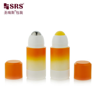 RPPE ((P) -50ML खाली ग्रेडिएंट नारंगी सफेद कस्टम डिजाइन बोतल पर रोल लोगो के साथ निर्मित छपाई सोथिन जेल लागू करने के लिए पीली खोखली गेंद