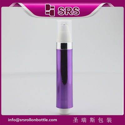 SRS 10ml प्लास्टिक खाली बैंगनी रंग का आँख सीरम हवा रहित रोल बोतल पर