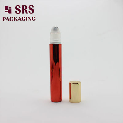 SRS खाली आँख क्रीम प्लास्टिक रोल ऑन बोतल धातुकृत लाल रंग 15ml
