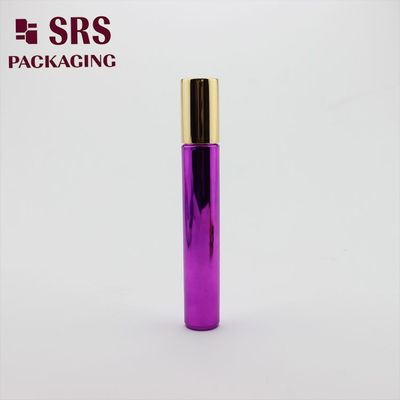 SRS खाली प्लास्टिक कॉस्मेटिक रोलर बोतल धातुकृत बैंगनी रंग 15ml