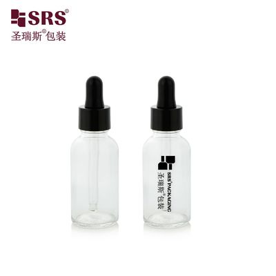 D001-50ml पर्सनल केयर फार्मास्युटिकल खाली स्पष्ट पारदर्शी ग्लास सामग्री ड्रॉपर बोतल ग्लास और सिल्कस्क्रीन लोगो अनुकूलन के साथ