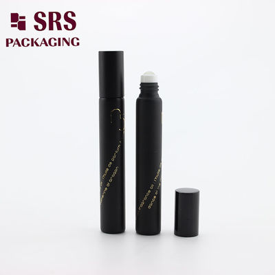 SRS खाली कॉस्मेटिक 10ml मैट ब्लैक ग्लास परफ्यूम रोलर बॉल बोतल