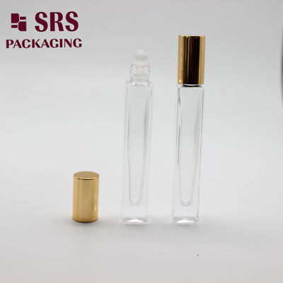 SRS कॉस्मेटिक स्क्वायर आकार खाली 10ml ग्लास रोल परफ्यूम बोतल पर