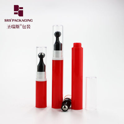 खाली 5ml 10ml 12ml 15ml प्लास्टिक लाल रंग प्रेस आंख सीरम हवा रहित पंप बोतल