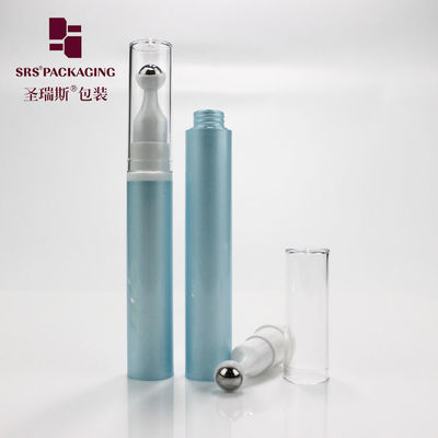 5ml 10ml 12ml 15ml कॉस्मेटिक खाली प्रेस हवा रहित प्लास्टिक क्रीम नीली रोल बोतल पर