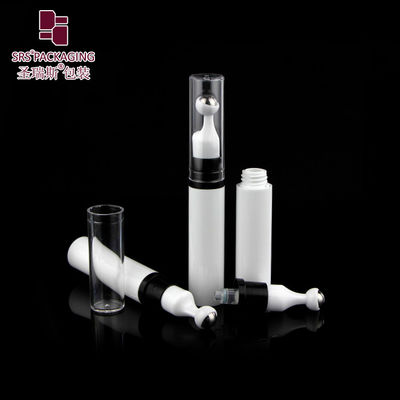 A0031-10ML वायुहीन पंप सिर के साथ सफेद रोल ऑन स्टेनलेस स्टील रोलर बॉल सफेद आंख सीरम बोतल कॉस्मेटिक पैकेजिंग