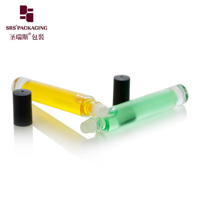 GB1-10ml खाली रोल ऑन ग्लास बोतल आवश्यक तेल इत्र के लिए काले प्लास्टिक टोपी