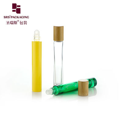 GB1-10ml रिक्त कोटिंग ग्लास रोल ऑन एप्लिकेटर बोतल 10ML बांस टोपी के साथ